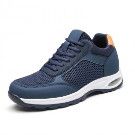 Fresh Elevator Air Cushion Running Shoes Blue Mesh Hidden Taller Fashion Sneakers Add 2.8inch / 7cm