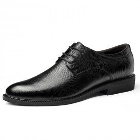 Large Size Embossed Calfskin Lift Shoes Comfortable Lace Up Elevator Business Derbies Gain 2inch / 5cm 