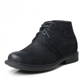 Classic black elevator big shoes for extra height 6.5cm / 2.56inches nubuck casual shoe