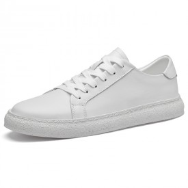 2024 Classic Elevator Low Top Skateboard Shoe White Leather Comfortable Sneakers Get 2Inch / 5cm