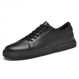 2024 Classic Elevator Low Top Skateboard Shoe Black Leather Comfortable Sneakers Gain 2Inch / 5cm