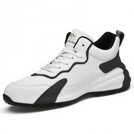 White Younger Elevator Running Shoes Hidden Heel Lift Casual Sports Shoes Add Taller 3inch / 2.8cm 