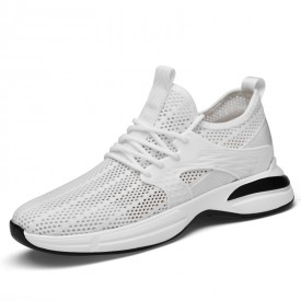 2022 Lift Hollow Out Design Running Shoes White Mesh Hidden Taller Lifestyle Sneakers 2.8inch / 7cm