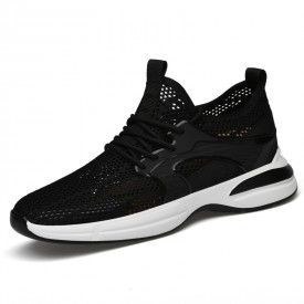 2022 Elevator Hollow Out Design Running Shoes Black Mesh Hidden Lift Lifestyle Sneakers 2.8inch / 7cm