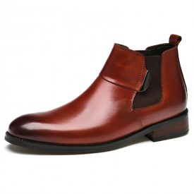 2024 Refined Elevator Chelsea Boots Brown British Hidden Heel Height Boots Add Taller 2.2inch / 5.5cm