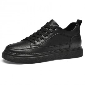 Black Large Size Elevator Casual Shoes Retro Invisible Hidden Height Skate shoes Add 2.4inch / 6cm