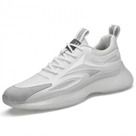 White Breathable Elevator Running Shoes Mesh Hidden Taller Damping Sneakers Add 3inch / 7.5cm