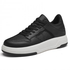 Durable Elevator Thick-Soled Sneakers Black Knit Chunky Skate Shoes Add Taller 2.6inch / 6.5cm