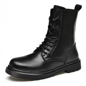 Clearance Best Elevator Men Motorcycle Boots Lace Up Combat Boots Increase Taller 2.6inch / 6.5cm