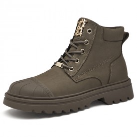 2024 Spring Elevator Hiking Boots Gray Height Increasing Safety Toe Chukka Boots Get 2.8inch / 7cm