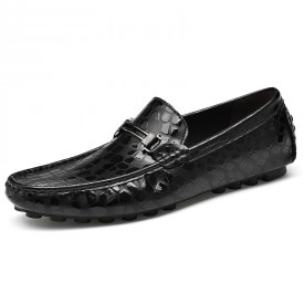 2023 Comfortable Height Increasing Bit Loafers Black Embossing Moccasins Shoes Gain 2inch / 5cm