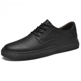 2024 Youth Elevator Low Top Skate Shoes Black Leather Fashion Sneaker Gain Height 2Inch / 5cm