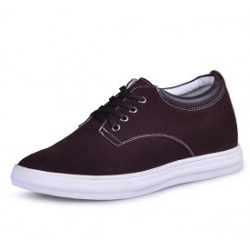 Brown men elevator casual shoes get taller 6cm / 2.36inches