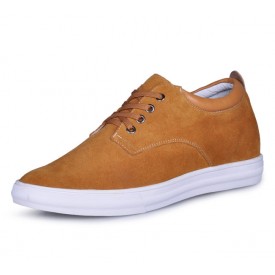 Yellow men elevator casual shoes can be taller 6cm / 2.36inches