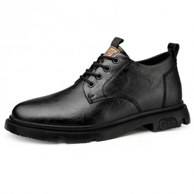 2024 Lifestyle Elevator Oxhide Shoes Black Height Increasing Casual Shoes Gain 2.4inch / 6cm