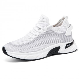 Best Height Increasing Cool Sneakers Lightweight White Flyknit Workout Shoes Gain 2.8inch / 7cm