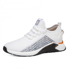 2023 White Elevator Commute Sneakers Lightweight Taller Flyknit Running Shoes Gain 2.8inch / 7cm