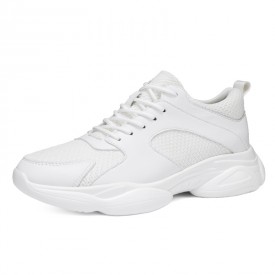 2023 White Hidden Lift Chunky Sneakers Everyday Casual Mesh Walking Shoes Gain Taller 2.8inch / 7cm 