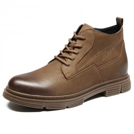 Durable Elevator Chukka Boots Khaki Nubuck Side Zip Vintage Tooling Boots Add Taller 2.6inch / 6.5cm