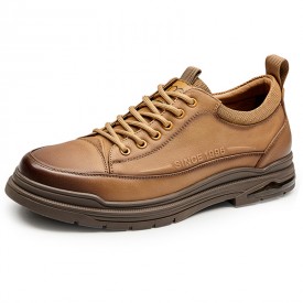 Perfect Elevator Commute Shoes Brown Cowhide Height Increase Casual Shoes Gain 2.4inch / 6cm