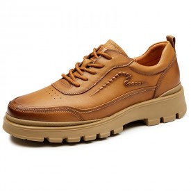 Retro Height Increasing Work Shoes Brown Performance Elevator Casual Shoes Boost 2.6inch / 6.5cm