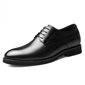 Best Elevator Groom Wedding Shoes Black Cowhide Formal Dress Shoes Increase Taller 2.4inch / 6cm