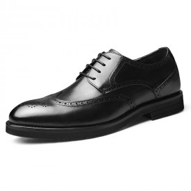 Ultralight Height Increasing Brogue Tuxedo Shoes Black Business Lift Derbies Add Taller 2.4inch / 6cm