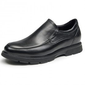 Everyday Elevator Formal Loafers Black Slip On Hidden Lift Business Shoes Increase 2.6inch / 6.5cm