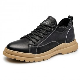 Lifestyle Height Increasing Casual Shoes Black Elevator Side Zip Work Shoes Gain Taller 2.4inch / 6cm