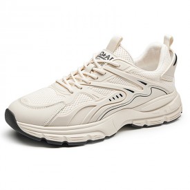 Durable Elevator Mesh Chunky Sneakers Beige Damping Running Shoes Increase Taller 2.8cm / 7cm