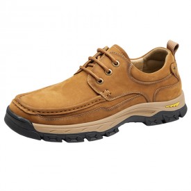 Comfort Elevator Trekking Shoes Brown Cowhide Leather Steady Outdoor Casual Shoes 2.4inch / 6cm