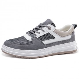 Gray Height Increasing Mesh Skate Shoes Urban Retro Low Top Lift Sneakers Boost 2inch / 5cm