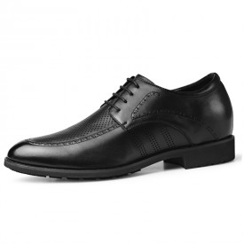 Height Increasing Perforated Business Formal Shoes Korean Black Hollow Out Dress Shoes Add Tall 2.4inch / 6cm