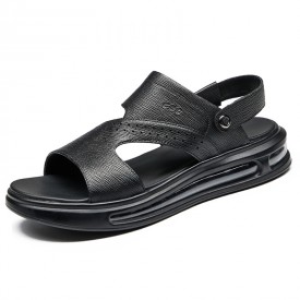 2022 Black Elevator Slippers Lambskin Beach Shoes Flexible Air Cushion Sandals Add 1.6inch / 4cm