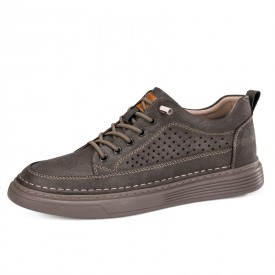 2024 Summer Elevator Skate Shoes Gray Casual Perforated Sneakers Increase Height 2.4inch / 6cm