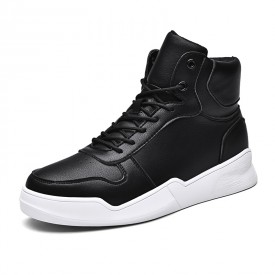 2021 Black Height Increasing High Top Skate Shoes Trendy Sneakers Add Taller 2.8inch / 7cm 