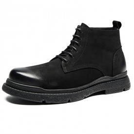 Classic Height Increasing Chukka Boots Black Winter Warm Tooling Boots Add Height 2.6inch / 6.5cm