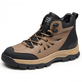 Durable Height Increasing Hiking Boots Khaki Winter Warm Outdoor Work Boots Add 2.6inch / 6.5cm