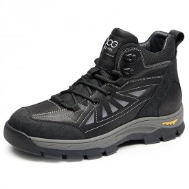 Durable Height Increasing Hiking Boots Black Winter Warm Outdoor Work Boots Taller 2.6inch / 6.5cm