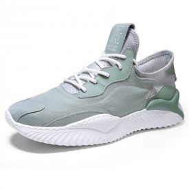 Trendy Green Tongueless Sneaker Height Increasing Walk Running Shoes Add Taller 2.4inch / 6cm