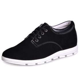 UK black height lift shoes men casual sneaker shoe elevator height 6cm / 2.36inches