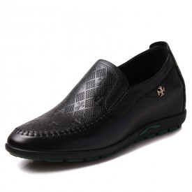 Clearance Elevator drivers shoes make men tall 6cm / 2.36inches black leather height increasing casual shoes