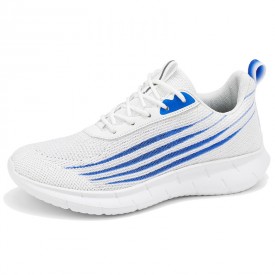 Lightweight Elevator Knitted Tennis White-Blue Hidden Lift Non Slip Running Shoes Gain 2.4inch / 6cm