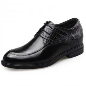 Premium Leather Elevator Shoes Glossy Upper Formal Shoes Increase 2.6inch / 6.5cm