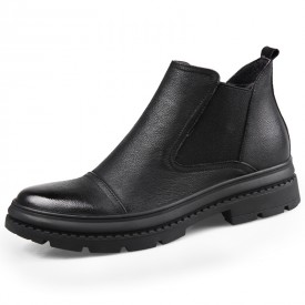 Designer Elevator Chelsea Boots Cap Toe Hidden Lift Casual Ankle Boot Gain Taller 2.8inch / 7cm