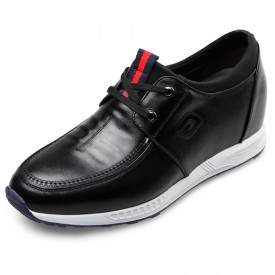 Comfort extra taller casual shoes 3.2inch / 8cm black leather lace up campus shoes