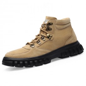 Khaki Height Elevator Hiking Shoes High Top Lift Trekking Walking Shoes Increase 2.6inch / 6.5cm