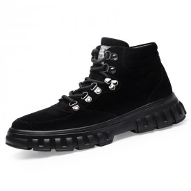 Black Height Increasing Hiking Shoes High Top Trekking Walking Shoes Gain Taller 2.6inch / 6.5cm