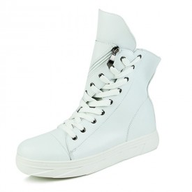 2021 Retro Fashion Hidden Height Elevator Ankle Boots 3inch / 7.5cm White Lift Chukka Boots