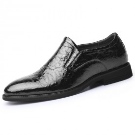 Shiny Ice Wrinkle Elevator Dress Loafers Patent Leather Taller Formal Shoes Height 2.6inch / 6.5cm